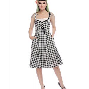 NWT Small Collectif Bridget Gingham Retro Vintage Dirndl Dress Pockets! Modcloth